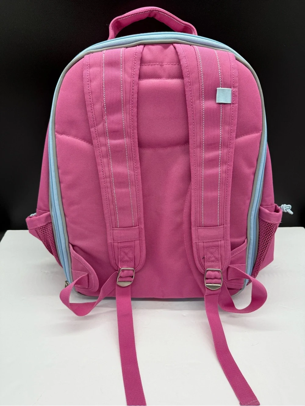 Pottery Barn Kids Pink Backpack with Light Blue Trim- Like New